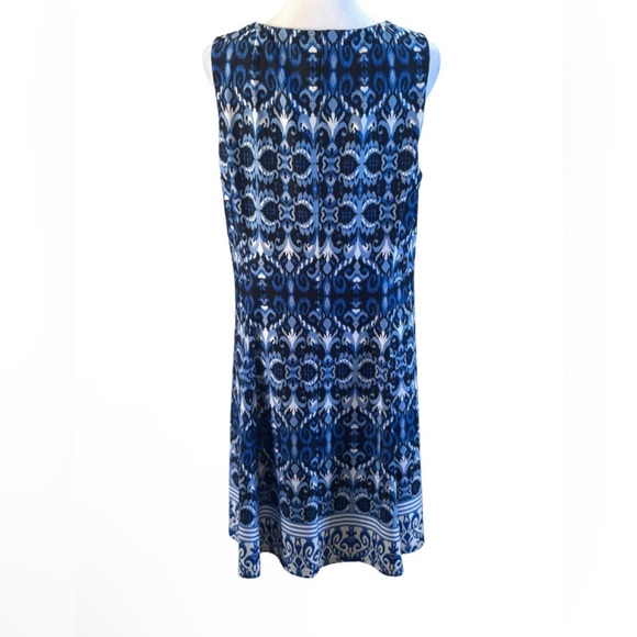 AB Studio Blue and White Abstract Dress - Picture 2 of 5